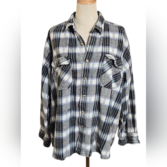 Sassoon 90s Y2k Blue And Black Flannel Shirt - Picture 1 of 7